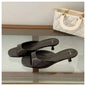 Thin High Heels Open Toe Slides Women Patent Leather Sandals