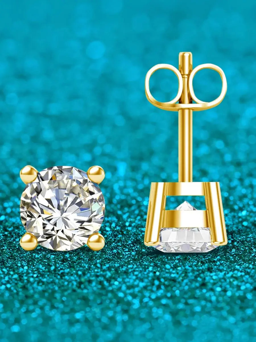 18k Gold Moissanite Stud Earrings for Women