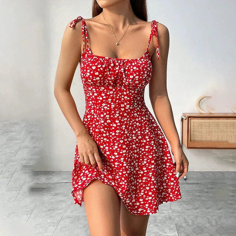 Women's Floral Spaghetti Strap Beach Dress