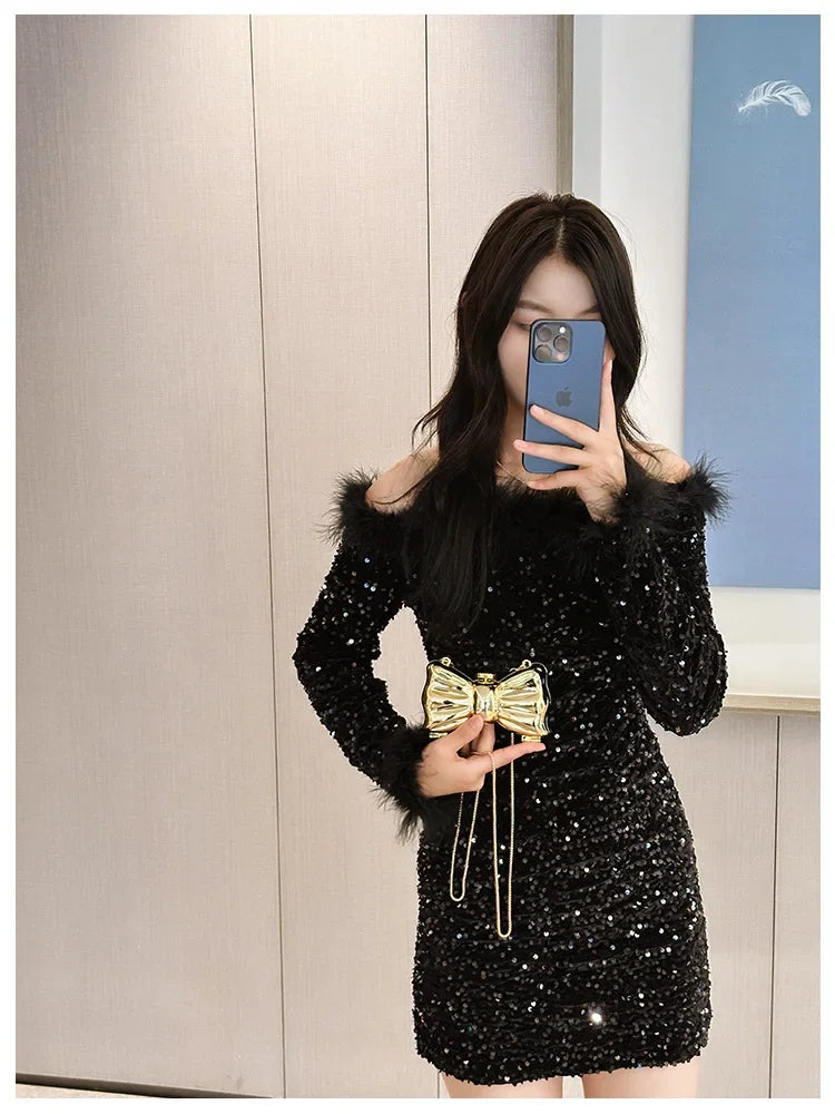 Golden Acrylic Round Clutch Purse for Parties