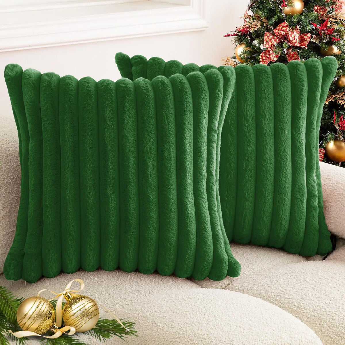 Faux Rabbit Fur Square Cushion Cover Solid Color