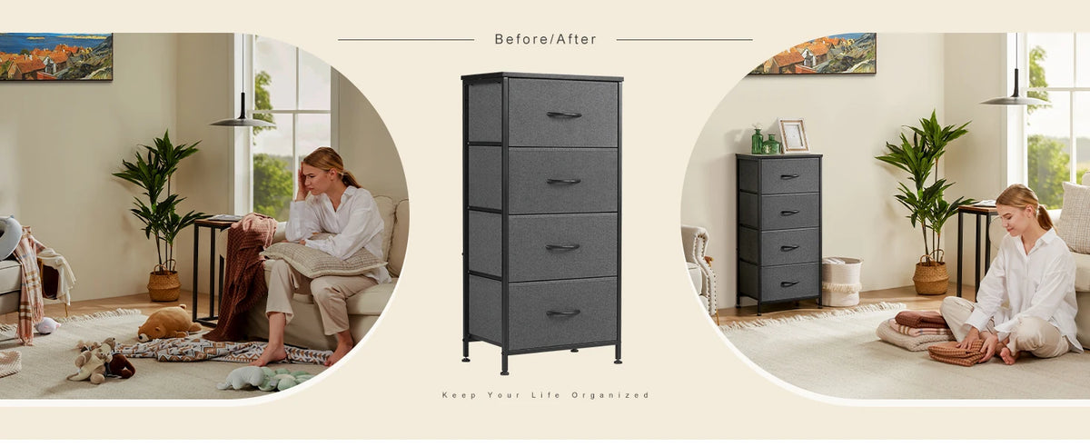 JHK Modern Morocco Dresser with 4 Fabric Drawers