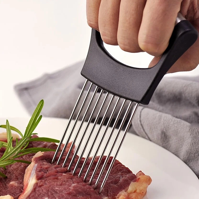 Stainless Steel Onion Slicer Holder and Meat Tenderizer
