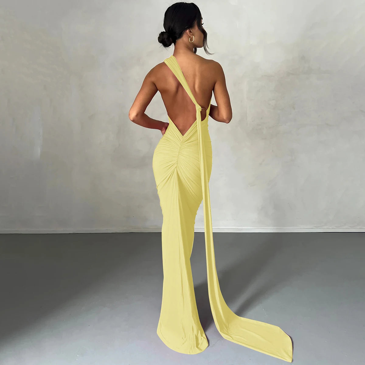 Hugcitar One Shoulder Backless Maxi Dress Women