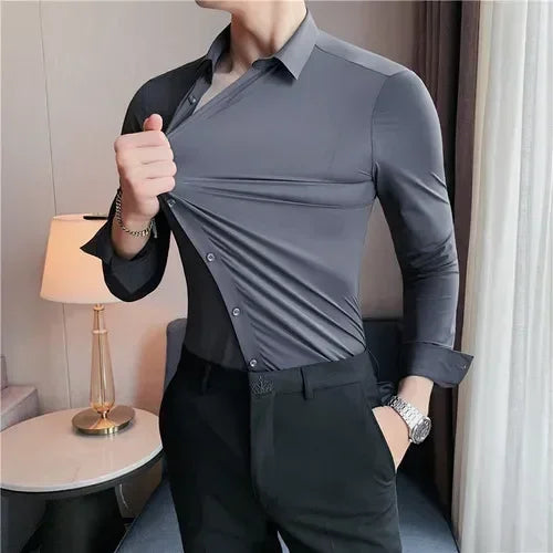 Men's Ultra-Stretch Slim-Fit Long Sleeve Shirt