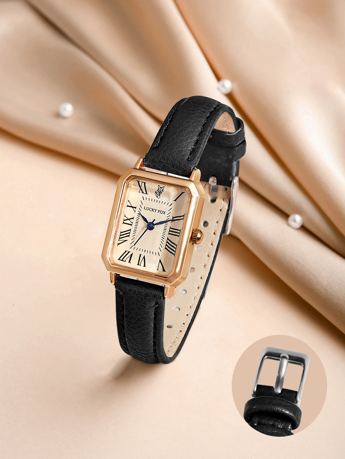 Fashion Retro Square Leather Strap Quartz Watch for Women