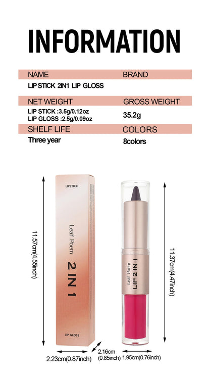 Black Brown Tapered Lip Liner and Lip Gloss Duo