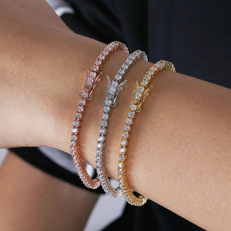 Moissanite Tennis Bracelet 2-6.5mm Rose Gold Silver