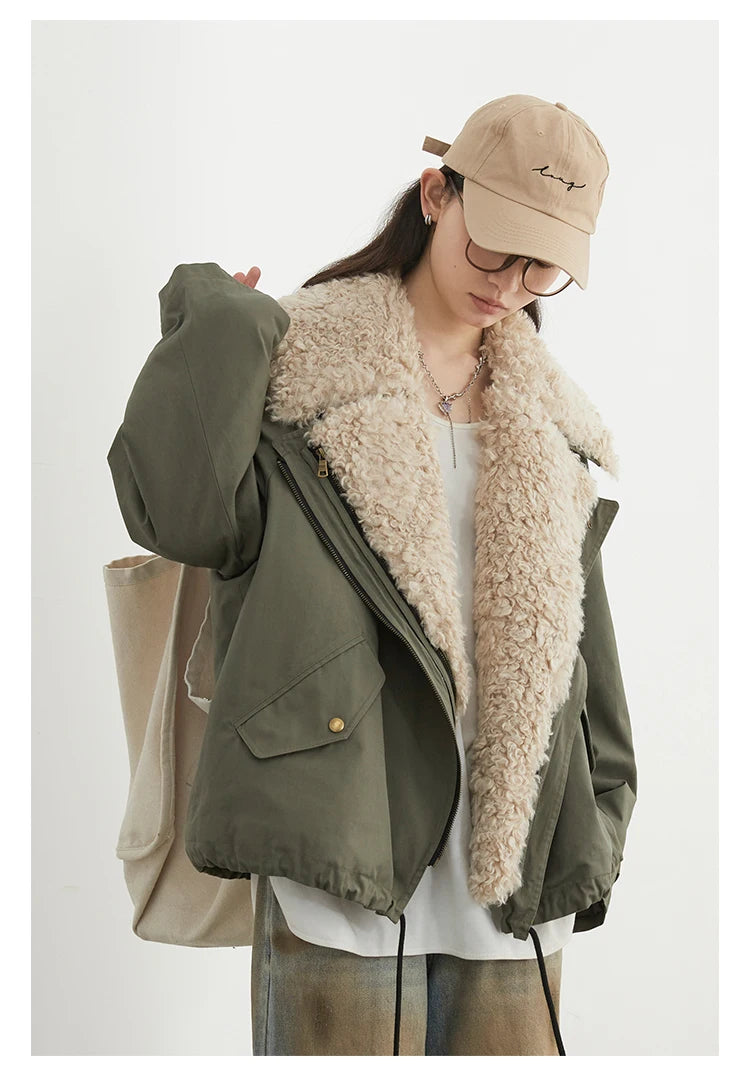 Cotton Motorcycle Jacket for Women Casual Retro Style