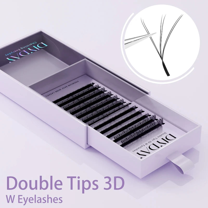 DIYDAY W Shape Eyelash Extensions Natural Soft Synthetic Hair