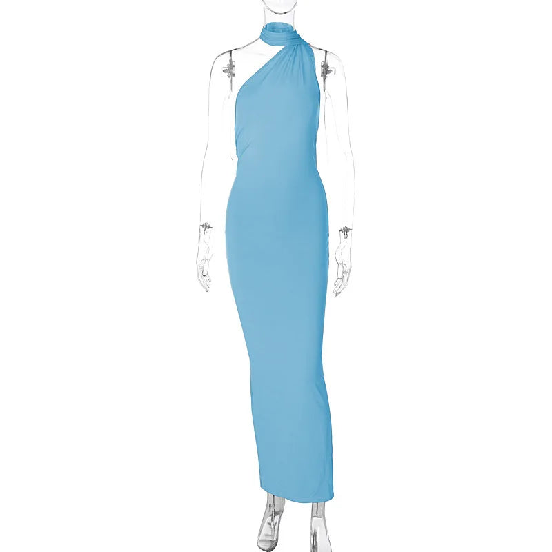 Hugcitar One Shoulder Backless Maxi Dress Women