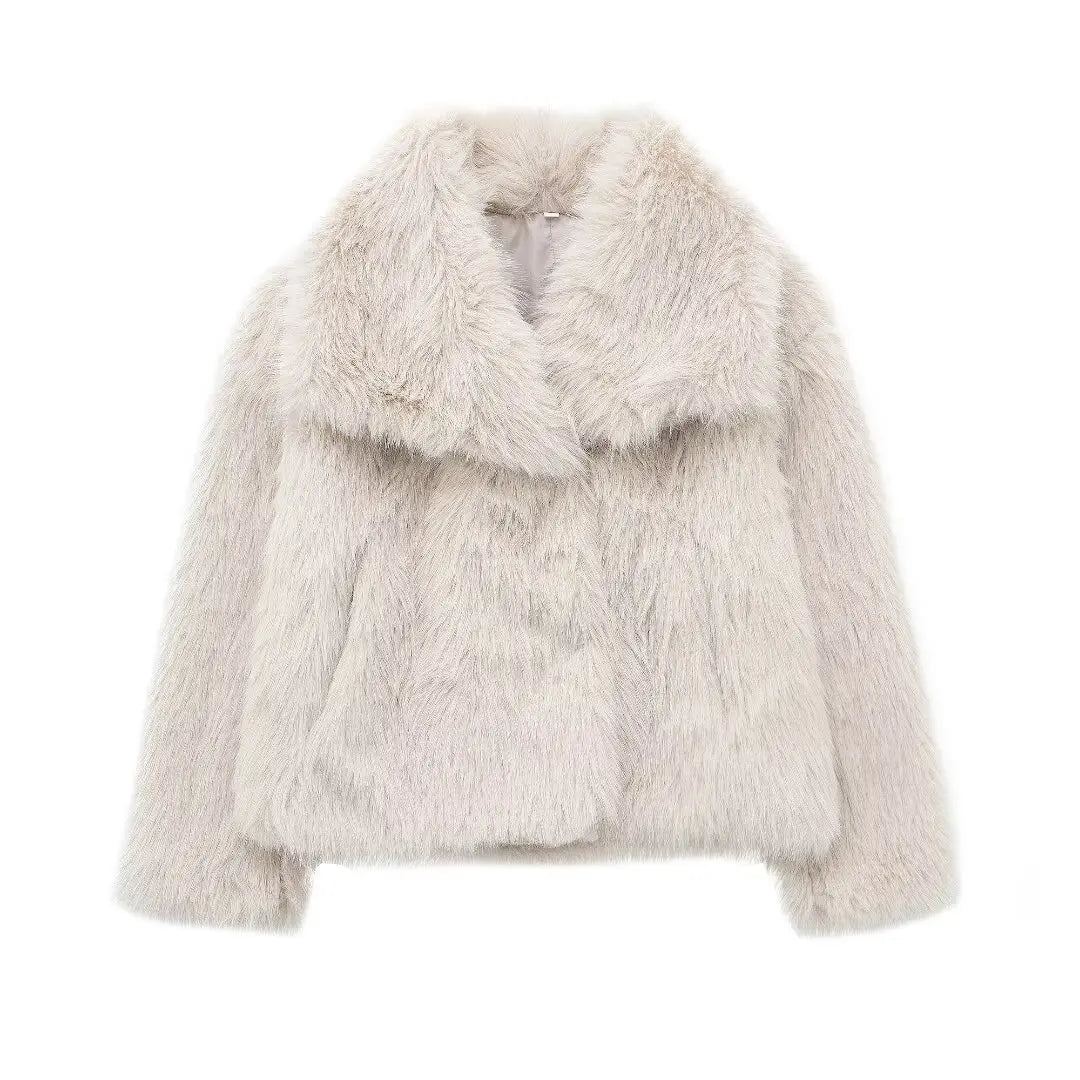 Cropped Faux Fur Jacket Coat for Women