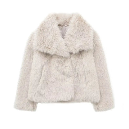 Cropped Faux Fur Jacket Coat for Women