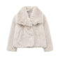 Cropped Faux Fur Jacket Coat for Women