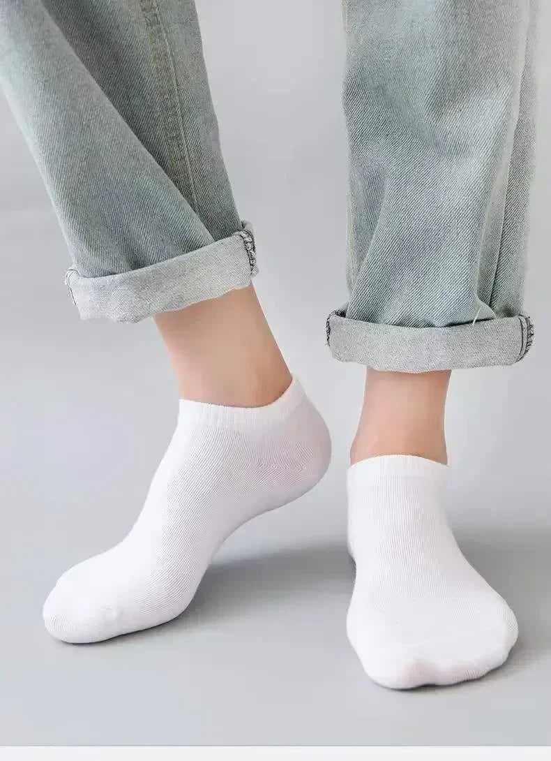 Unisex Ankle Socks Cotton Breathable Sports Black White Gray