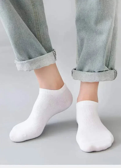 Unisex Ankle Socks Cotton Breathable Sports Black White Gray