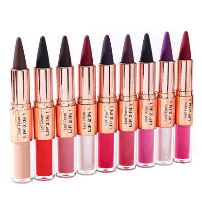 Waterproof Matte Black Lipstick and Lipgloss Duo