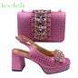 Orange Synthetic Fabric Women's High Heel Shoe and Bag Set
