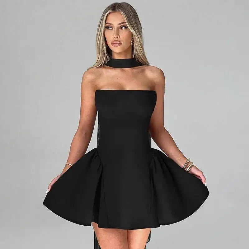 Avrilyaan Off Shoulder Backless A-line Mini Dress
