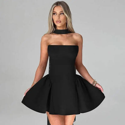 Avrilyaan Off Shoulder Backless A-line Mini Dress