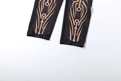 Striped Print Turtleneck Jumpsuit for Women