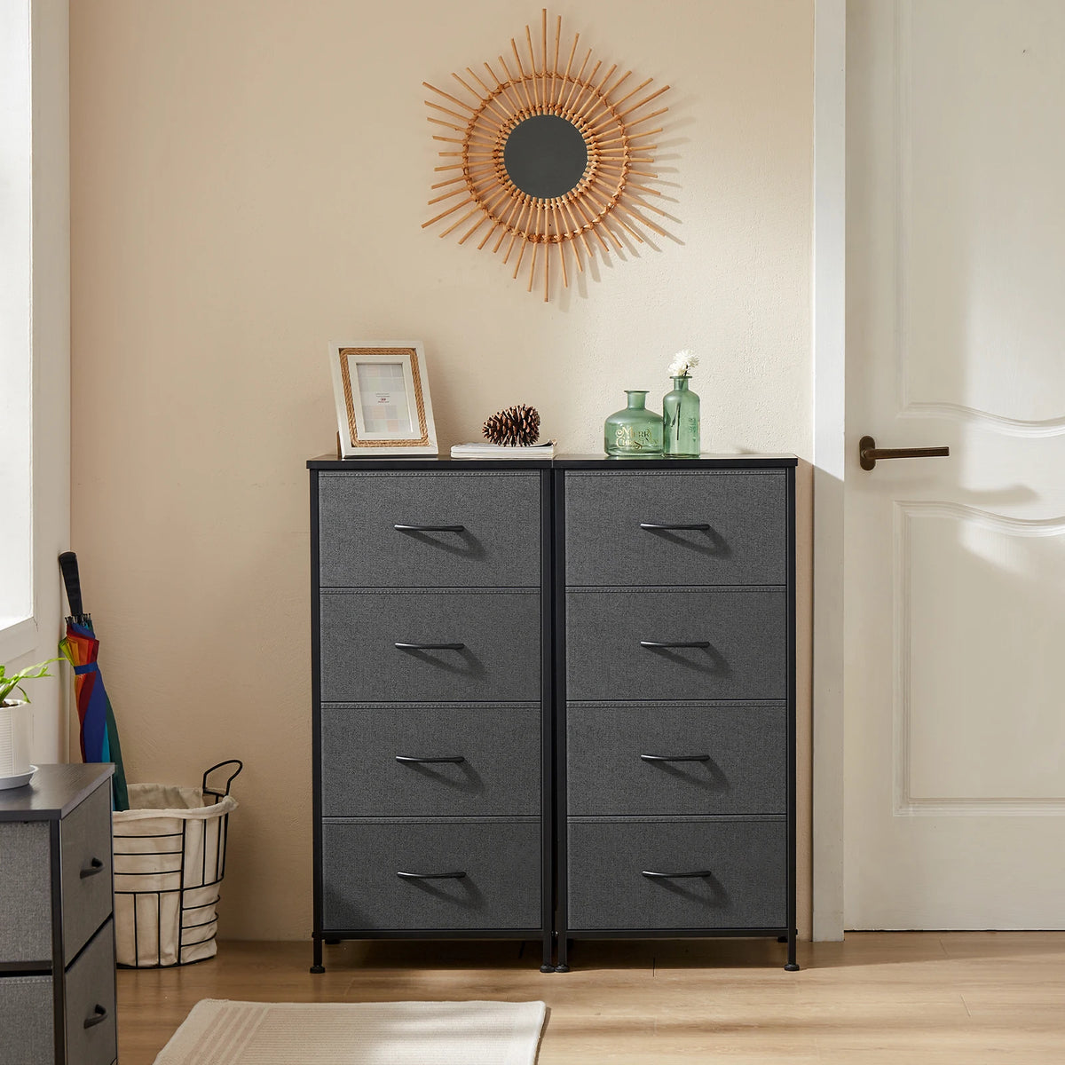 JHK Modern Morocco Dresser with 4 Fabric Drawers