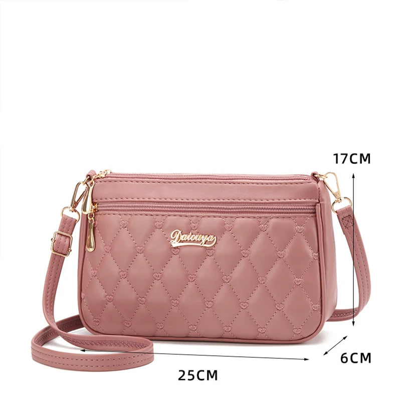 Leather Messenger Bag with Fur Decoration for Women
