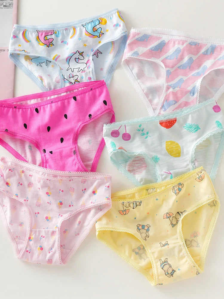 Cotton Cartoon Briefs for Girls Kids Underwear