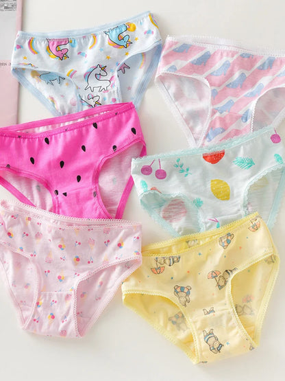 Cotton Cartoon Briefs for Girls Kids Underwear