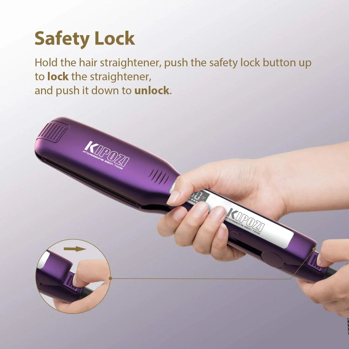 KIPOZI Titanium Flat Iron with Digital LCD Display