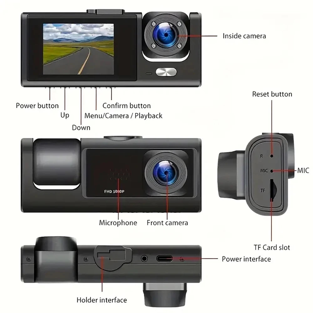 1080P WiFi Dash Cam with Front and Rear Cameras