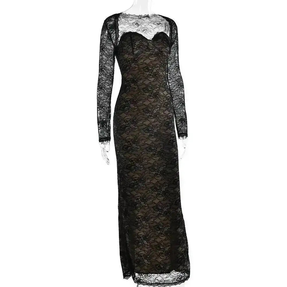 Lace Slim Bodycon Maxi Dress for Women