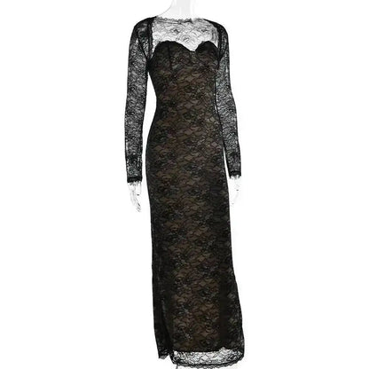 Lace Slim Bodycon Maxi Dress for Women