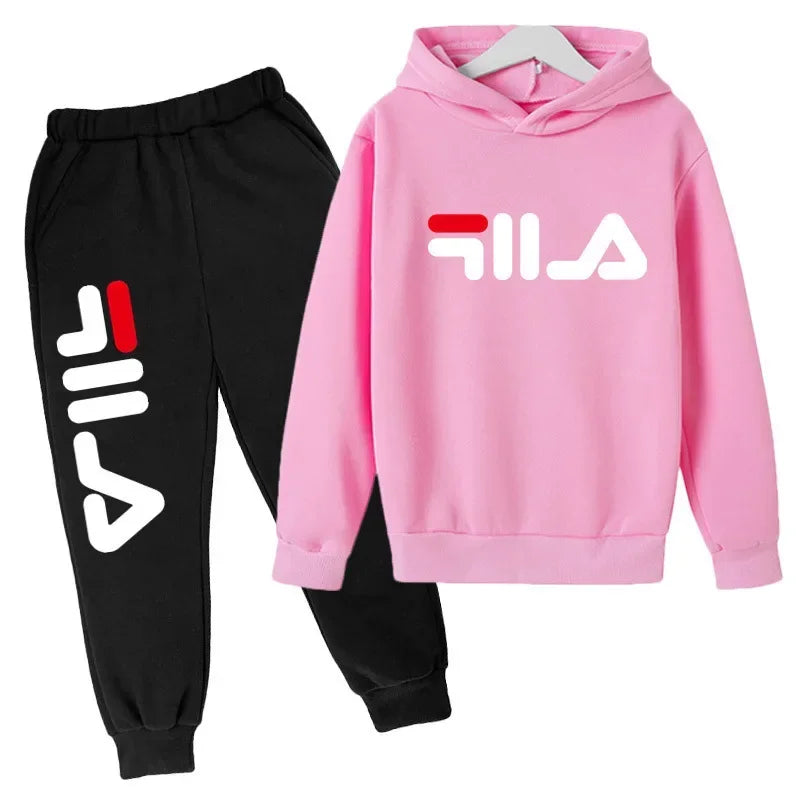 Kids Casual Sports Hoodie and Pants Set Polyester