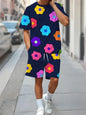 Men's Casual Hawaiian Print T-Shirt and Shorts Set