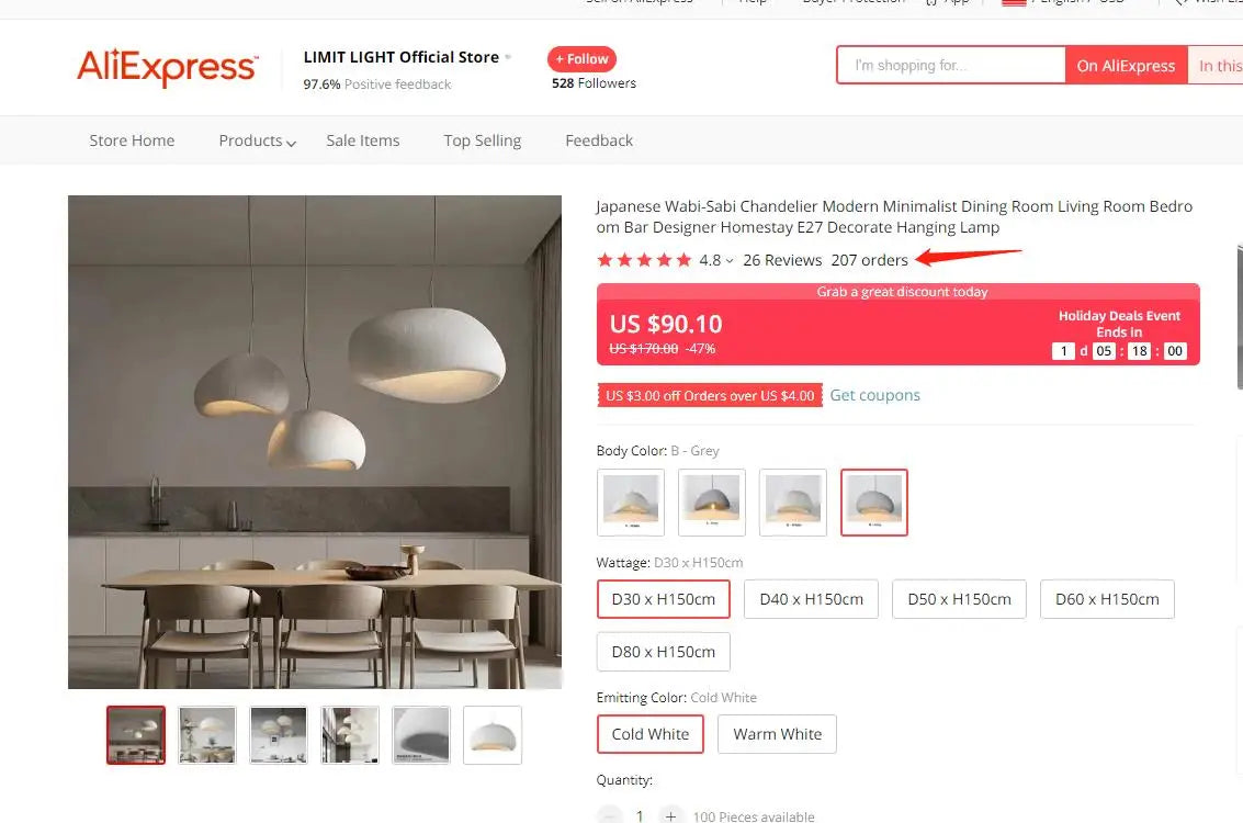Nordic Wabi Sabi Pendant Lamp Brushed Nickel LED Chandelier