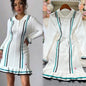 Knitted Mini Dress with Ruffles and Turn-Down Collar