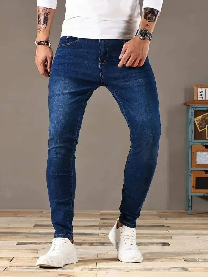 Mens Slim Fit Skinny Jeans Denim Blue Casual