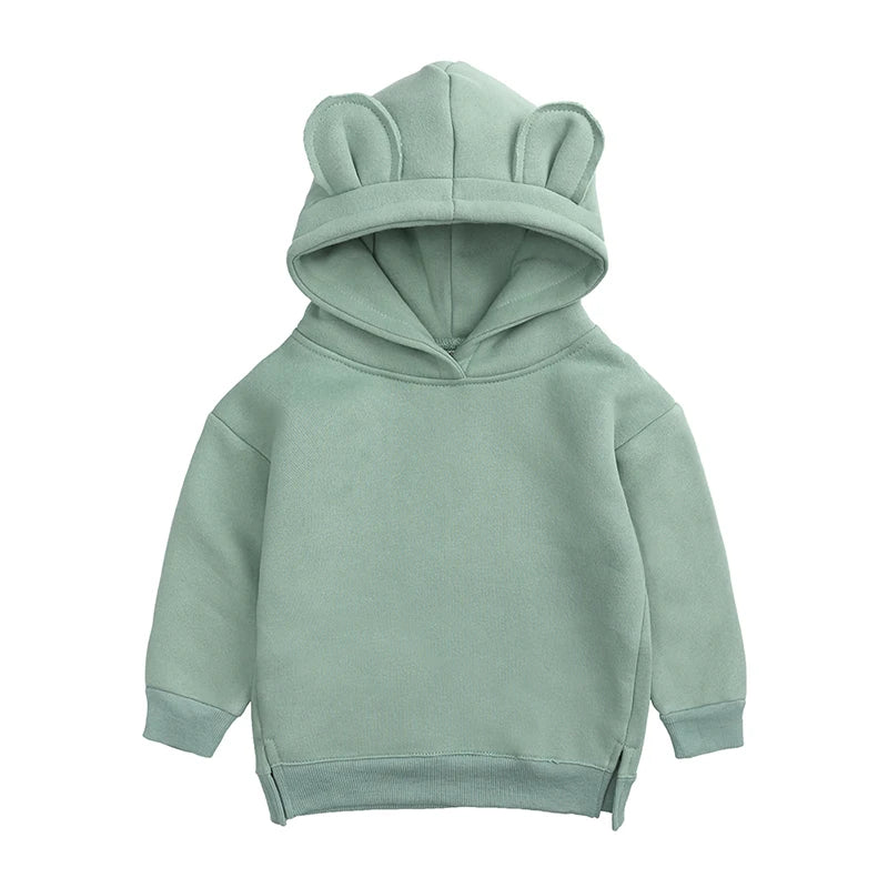 Kids Hooded Sweatshirt Cotton Solid Top for Girls