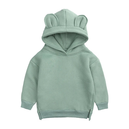 Kids Hooded Sweatshirt Cotton Solid Top for Girls