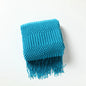Khaki Knitted Acrylic Blanket with Tassels