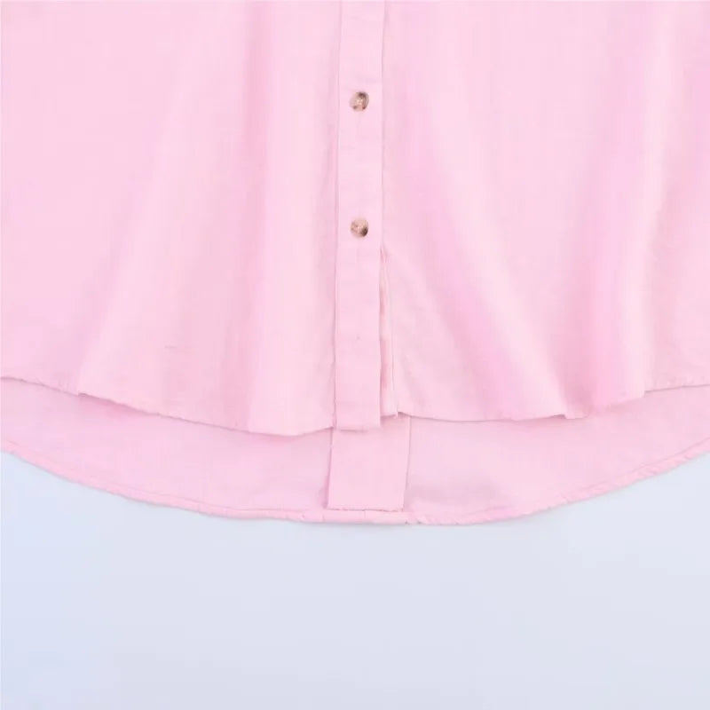 Wide Sleeved Asymmetric Hem Shirt for Women