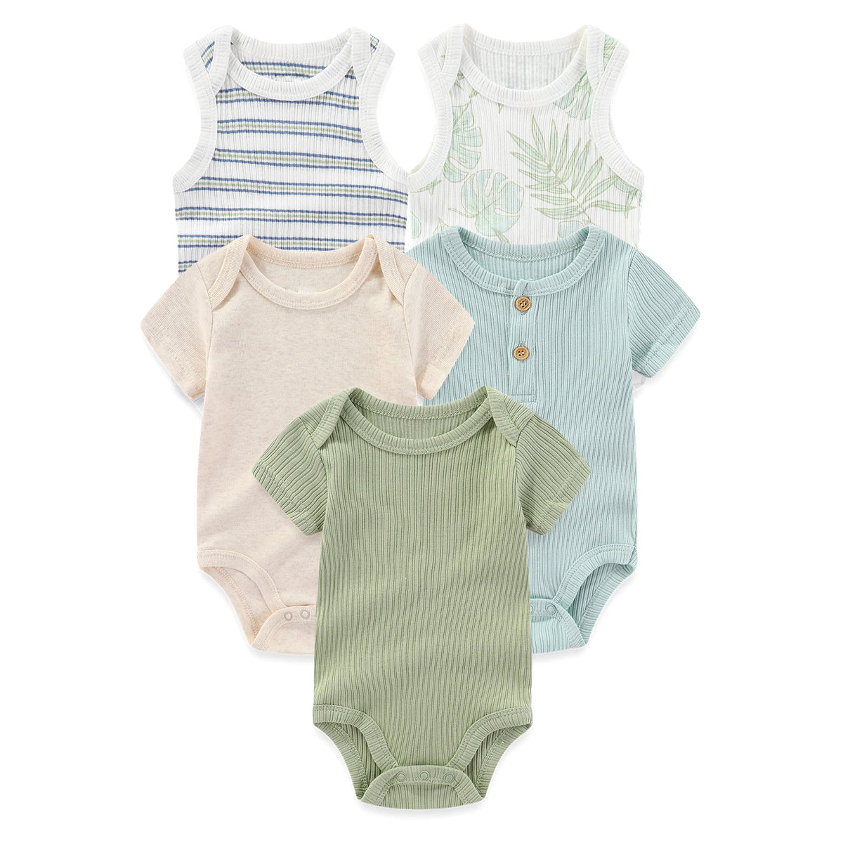 Kiddiezoom Cartoon Short Sleeve Baby Bodysuits 100% Cotton