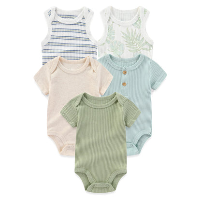 Kiddiezoom Cartoon Short Sleeve Baby Bodysuits 100% Cotton
