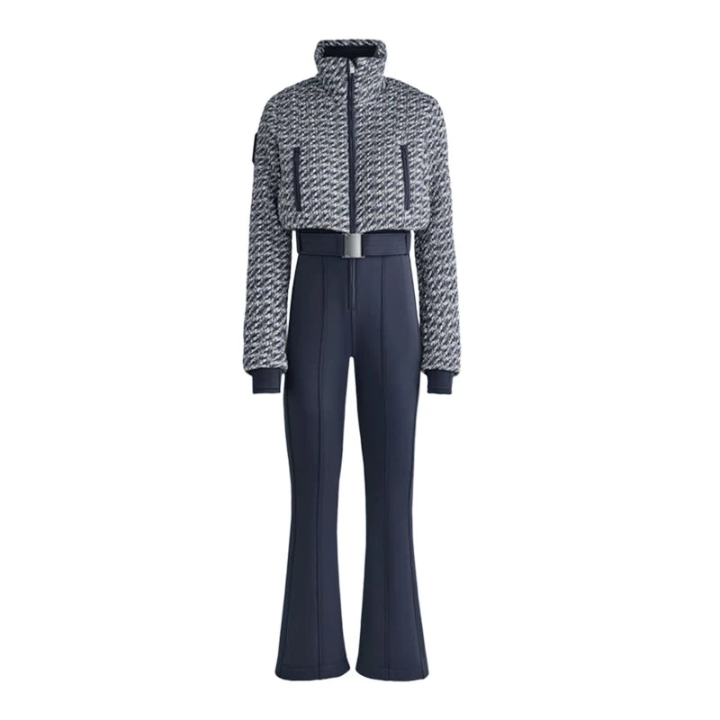 Casual Fur-Trimmed Hooded Ski Suit Women Warm Jumpsuit