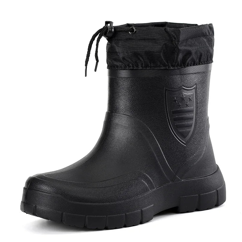 Men's Waterproof Velvet Rain Boots Casual Short Boot