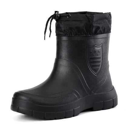 Men's Waterproof Velvet Rain Boots Casual Short Boot