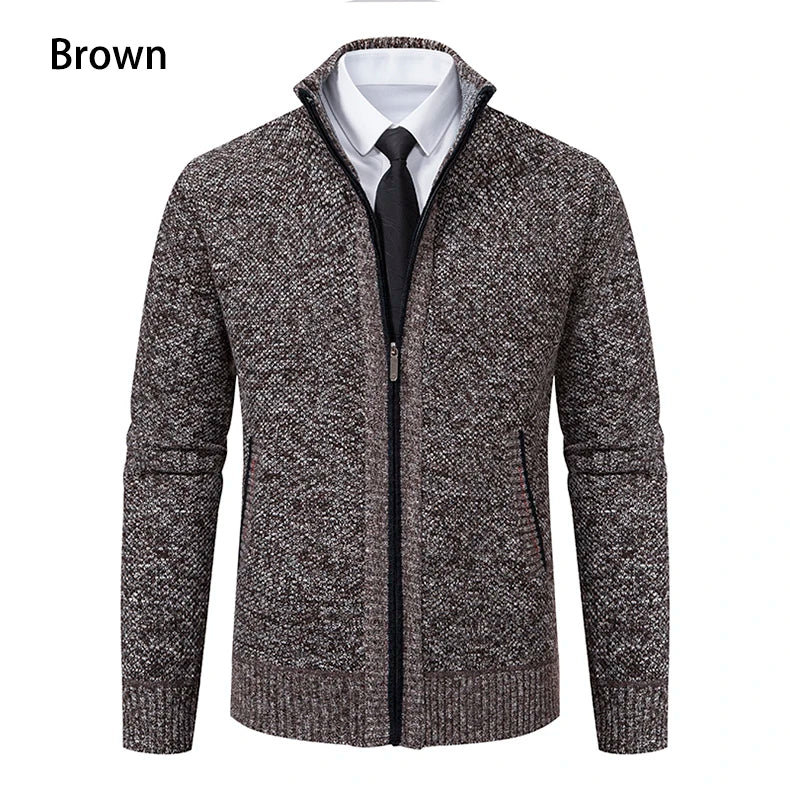 Men's Fleece Zipper Cardigan Casual Sports Coat