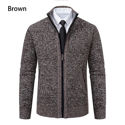 Men's Fleece Zipper Cardigan Casual Sports Coat