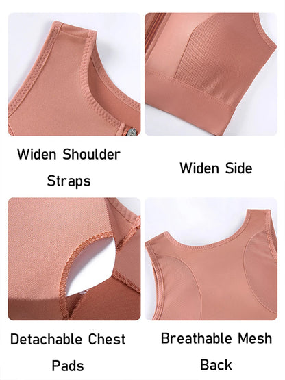 Plus Size Padded Front Closure Sports Bra for Women